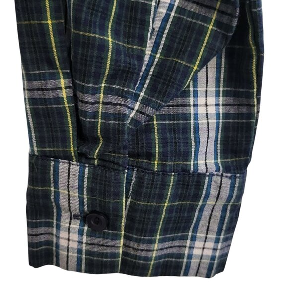 TIMING | Green & Blue 100% Cotton Flannel Crop Top - Picture 4 of 14